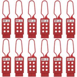 Frcctre 12 Pack Lock Out Tag Out Hasp, 6 Holes Lock Out Tag Insulating Nylon Padlock Hasp Tamper-Proof and Impact-Resistant Plastic Loto Hasps for Industrial Equipment Maintenance