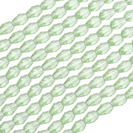 PATIKIL Teardrop Faceted Beads, 650 Pcs Clear Green Bicone Birthstone Bead Glass Crystal Assortments Vertical Hole Shape for DIY Craft Bracelet Necklace Jewelry Making, 4x6mm