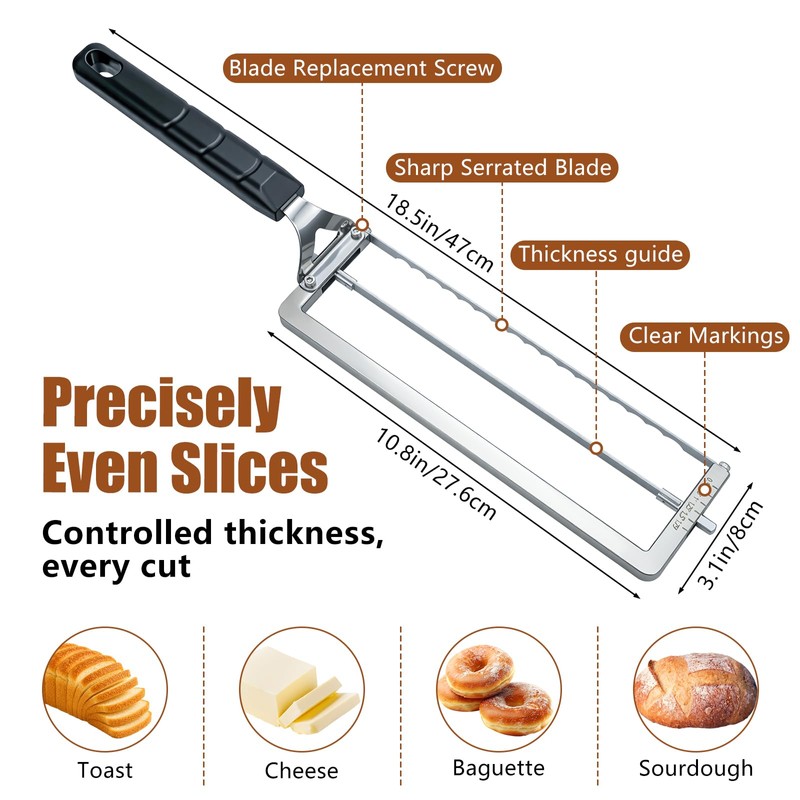 Adjustable Bread Slicer for Homemade Bread,Bread Knife With Slicing Guide