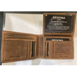 Sedona Bifold Buffalo Leather Wallet,  18 card slots, vintage finish, large id case