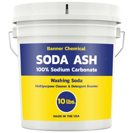 Banner Chemical Soda Ash (10 lbs) - 100% Sodium Carbonate - Multipurpose Cleaner, Detergent Booster & pH Adjuster, High Purity for Industrial & Household Use, Made in USA