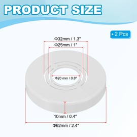 PATIKIL Wall Split Flange 0.8/1/1.3 Inch, 2Pcs 0.4" Thicken Cuttable ABS Round Escutcheon Plate Cover Buckle for Water Pipe Faucet Decoration, White