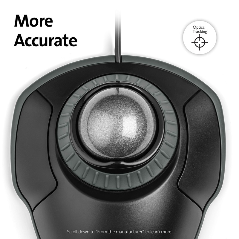 Kensington Orbit Trackball Mouse with Scroll Ring (K75327WW), Black-Grey