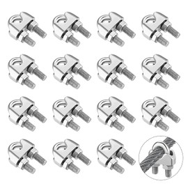 Jeffdad Pack of 15 Wire Rope Clamps, 3 mm Stainless Steel Rope Clamps, U-Bolt Bow Shape, Steel Cable Connector for Wire Rope, Rope Clamp, Washing Line Awning (M3)