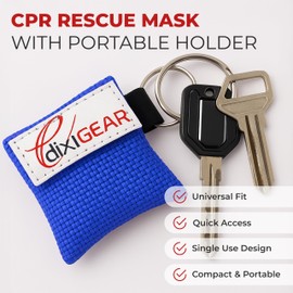 CPR Mask for Pocket or Key Chains, CPR Emergency Face Shield with One-Way Valve Breathing Barrier for First Aid, CPR, or AED Training, 10 Count - Blue