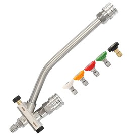 Shkalacar Pressure Washer Extension Wand Dual-Connector Tool for Foam Cannon, 1/4'' Quick Connect Pressure Washer Double Tip Attachment with 5 Pressure Washer Sprayer Nozzles