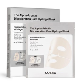 COSRX The Alpha-Arbutin Discoloration Care Hydrogel Face Masks Skincare 3 EA, Collagen Face Mask, Travel Essentials, Overnight Face Mask, Korean Skin Care