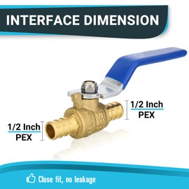 (Pack of 50) Seelink 1/2 Inch PEX x 1/2 Inch PEX Ball Valve, Brass Shut Off Valve for Pex Pipe Connection, ASTM F1807, Blue