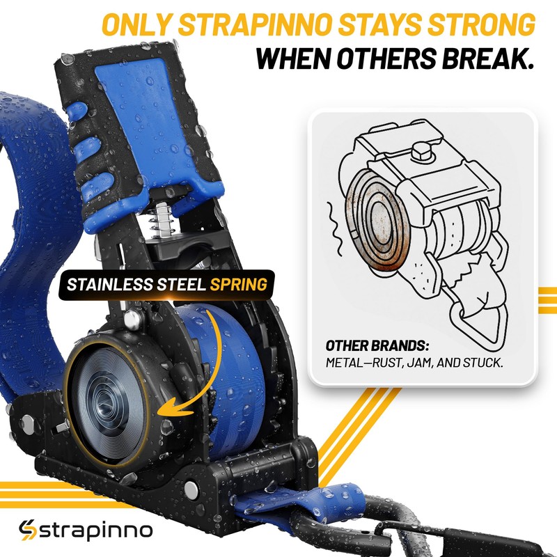 Strapinno Retractable Ratchet Straps 1 in x 10 ft, Secure