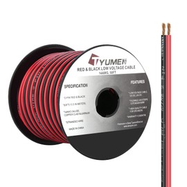 TYUMEN 50FT 14/2 Gauge Red Black Cable Hookup Electrical Wire LED Strips Extension Wire 12V/24V DC Cable, 14AWG Flexible Wire Extension Cord for LED Ribbon Lamp Tape Lighting