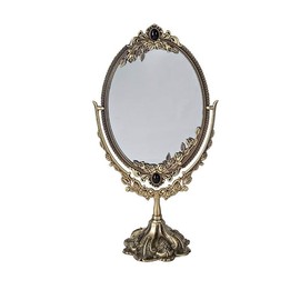 Hsiwto Vintage Double Side Makeup Mirror, Alloy Metal Table Makeup Desktop Mirror with 360 Degree Rotation Cosmetic Makeup Tool for Women Girls, Large Bronze