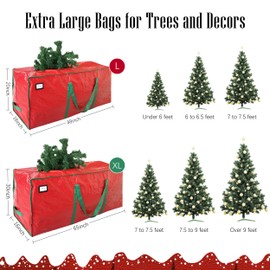 Cosy Family 7.5 ft Christmas Tree Storage Bag - Durable Heavy Duty Extra Large Artificial Xmas Holiday Tree Bag with Reinforced Handles and Dual Zippers Wide Opening - Red | Cosy Family