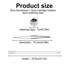 BTFO 2 Sets Thermistor Kit for Bambu Lab X1/X1C, 300°C High Temperature Thermistor & Cartridge Heater & Retaining Clip Hotend Replacement Parts for 3D Printer Accessories