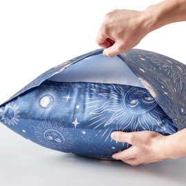 BEDELITE Satin Pillowcase for Hair and Skin Digital Printing, Super Soft Cooling Similar to Silk Pillow Cases 2 Pack with Envelope Closure, Gift for Women Men(Standard 20x26 Inch, Blue Space)