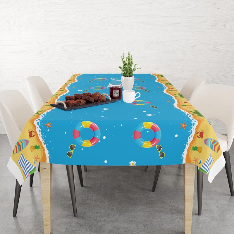 Zharkoo 2Pack Beach Theme Tablecloth 54" x108", Summer Disposable Table