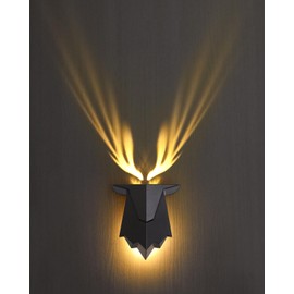 Fuloon Antler Night Light with Remote Control, Adjustable Deer Wall Lamp Battery Operated and Removable Charging for Bedroom, Living Room, Hallway 1PC