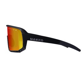 NAKED Optics VOLT Sports Glasses Men Cycling Glasses Women Sports Sunglasses with UV400 Protection Fast Glasses Road Bike Cycling Glasses Running Glasses Interchangeable Lenses (Black (Red Lens) -