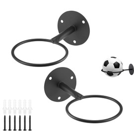 ANYUANKW Pack of 2 Ball Mount Wall Black Metal Ball Wall Mount with Screws Ball Holder Wall for Basketball Football Volleyball Rugby