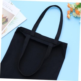 iplusmile Heavy Duty Black Canvas Tote Bag Reusable Cotton Shopping Handbag for DIY Crafts Capacity for Women Travel School and Daily Use