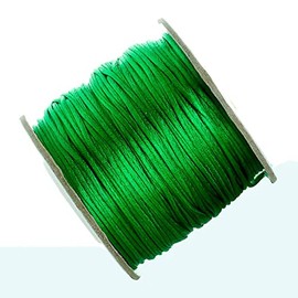 80 Yards 1.5mm Green Rattail Satin Nylon Trim Silk Cord Beading String Chinese Knotting Cord Macrame Thread Cord for Necklace Bracelet Braided Jewelry Making
