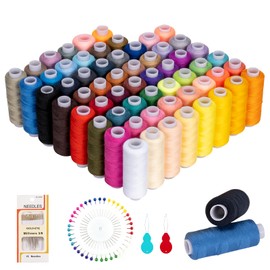 60 Colours Sewing Thread for Sewing Machine, Yarn 250 Yards/Rolls 100% Polyester Sewing Thread, Thread Set with Needles, Threader and Pins