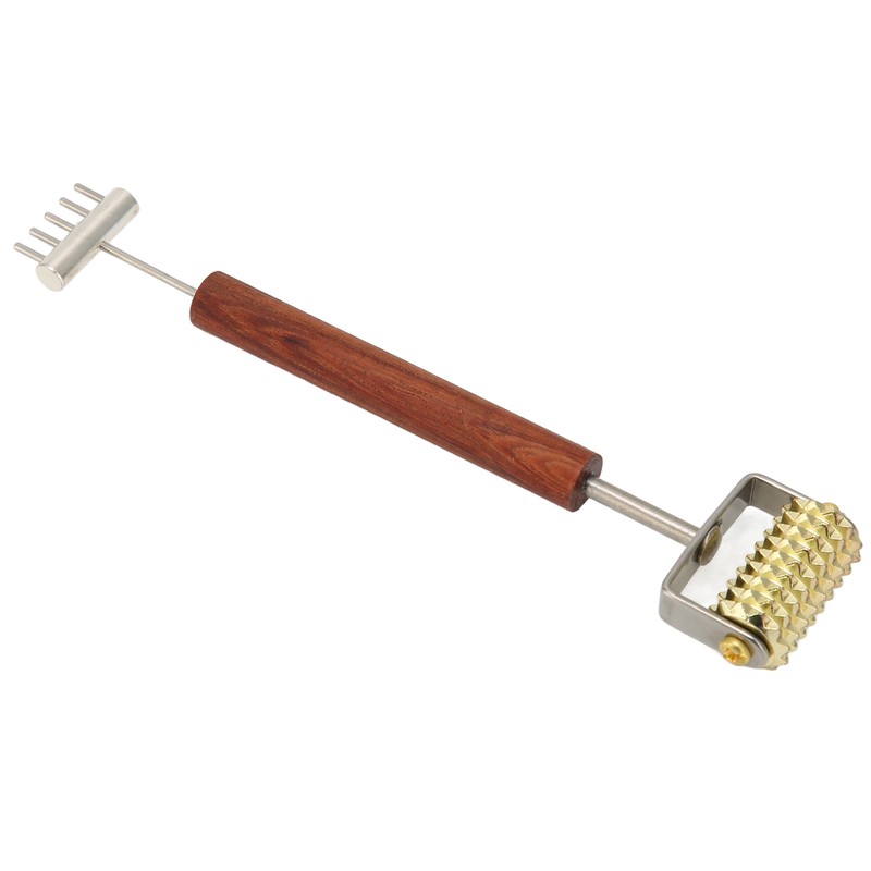 Face Massage Roller Copper Wooden Handle Promote Blood Circulation Double
