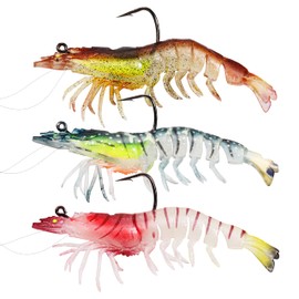 PROBITE Weighted King Prawn Soft Bait 3PCS - Slow-Sinking Biomimetic Shrimp Lure for Bass/Walleye/Seabass in Fresh & Saltwater（Mixed Colors）