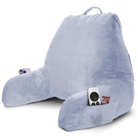 Nestl Reading Pillow with Shredded Memory Foam, Designed for Sitting Up in Bed and Couch, Back and Arms Adjustable Support for Adult & Teens Backrest Pillows for Reading, with Washable Cover Ice Blue