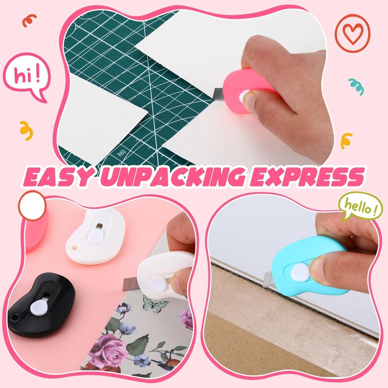 48 Pcs Mini Box Cutter Retractable Utility Knife Cute Style