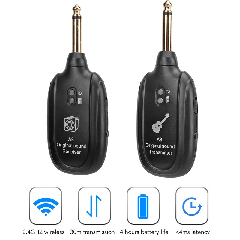 Wireless Guitar System 20Hz to 20KHz UHF Rechargeable Guitar Transmitter