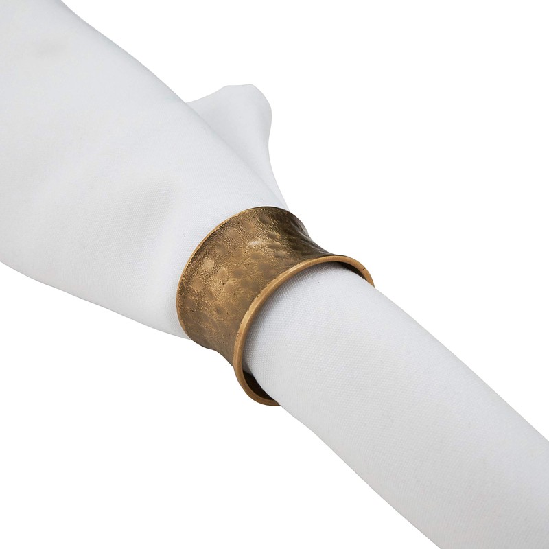 "SARO LIFESTYLE Collection Hammered Napkin Rings (Set of 4), Diameter: