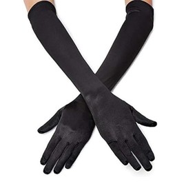 Costume Bay 1920s Flapper Gatsby Long Satin Gloves Vintage Roaring Twenties Elegant Accessory Women's Fashion Glamour Black White Evening Gala Theater Costume (Black, ONE)