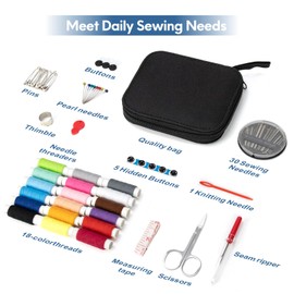 OKOMER Sewing Kit, Sewing Kit for Adults, Embroidery kit, Needle and Thread Kit, Travel Sewing Supplies,Small Mini, Basic, Beginner, Gifts for Women,Gifts for Grandkids, Gift for Mom（Black,M）