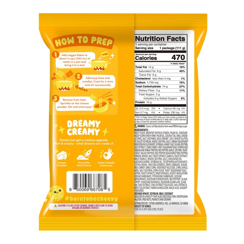 OTOKI Cheesy Ramen – Cheddar Flavor | Non-Spicy, Creamy &