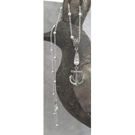 Anchor Handmade Necklace Sterling Chain White Accent