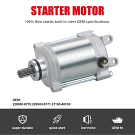 ZHENGHE Starter Motor Compatible with Suzuki GSX-R1000 GSXR1000 2001-2008 Motorcycle 228000-8770, 228000-8771, 31100-40F00