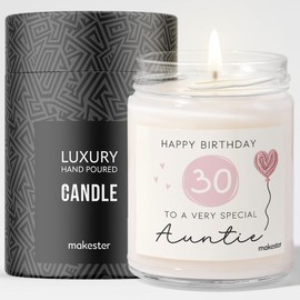 30th Birthday Gifts For Auntie - Luxury Soy Wax - Vanilla, Jasmine, Sugared Almond - Makester