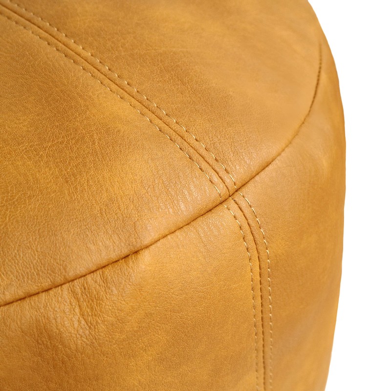 Thgonwid Unstuffed Faux Leather Pouf Cover, Handmade Footstool Ottoman Storage