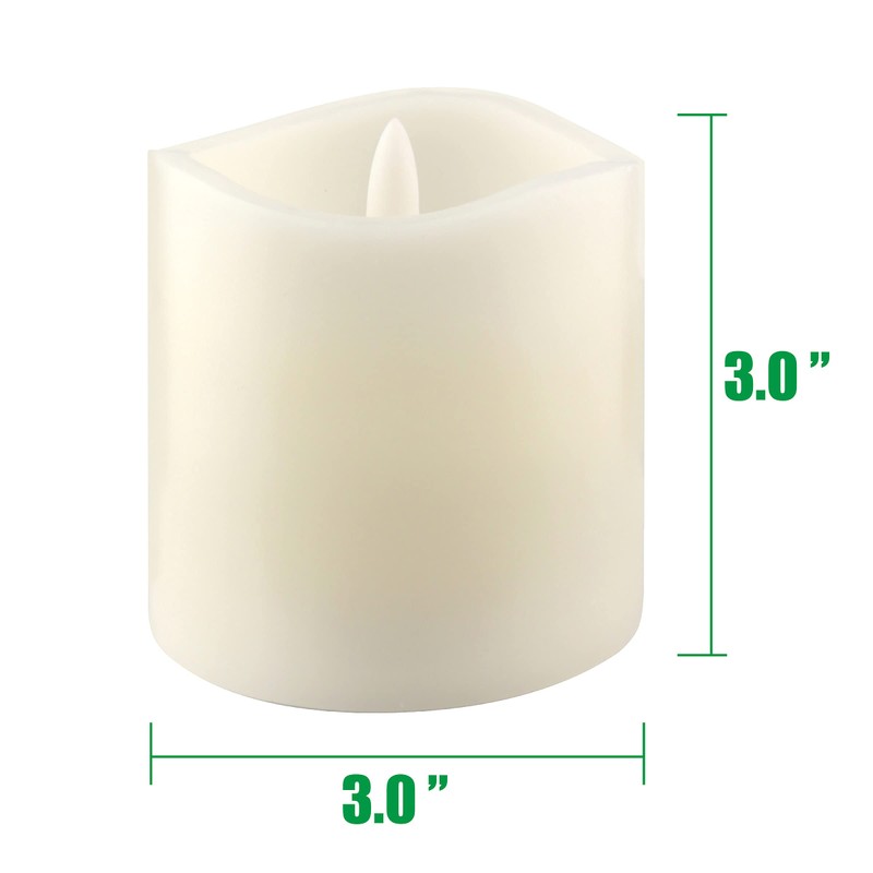 Stonebriar 3 Count Ivory Real Wax 3x3 Flameless LED Pillar