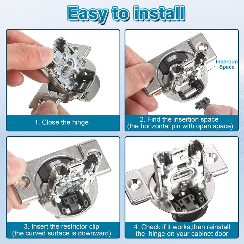 Dreyoo 100 Pcs Cabinet Restrictor Clips, 86 Degree Angle Restriction