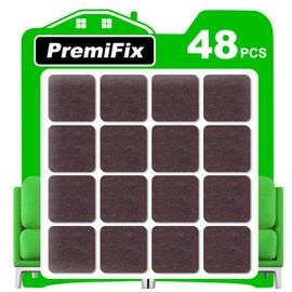 Square Felt Pads for Chair Legs, Square Felt Furniture Pads 1 inch 48 Pieces Pack Brown, Furniture Pads for Hardwood Floor 5mm Thick