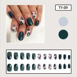 St.Patrick’s Day Press on Nails Short Oval Green Shamrock Fake Nails with Glitter Design Irish Glue on Nails Glossy Almond False Nails for Women Saint Patrick’s Day Acrylic Nails Manicure Tips 24Pcs