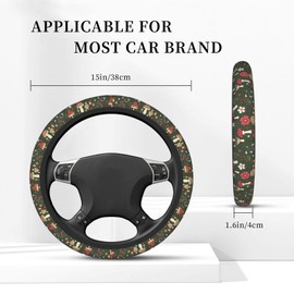 Mushrooms Steering Wheel Cover for Men Women Universal Car Accessories 15 Inch Neoprene Auto Interior Decor
