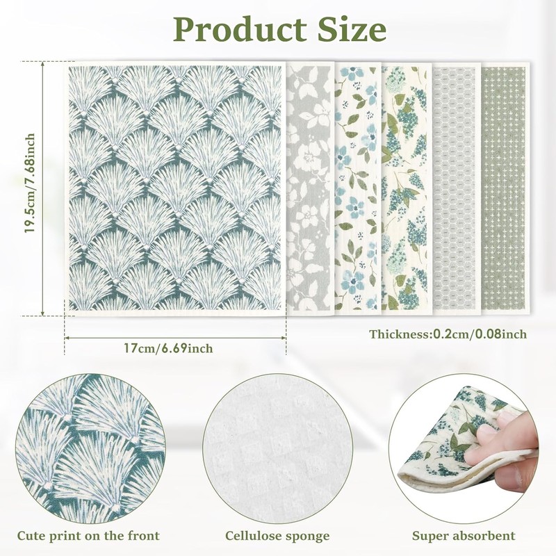 Uiopqrst Swedish Dishcloths, Reusable Kitchen Dish Towels, Absorbent Kitchen Dishcloths,
