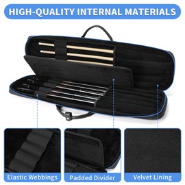 BOSSTIN Pool Cue Case, 5x5 Pool Stick Billiard Cue Accessories Soft Padded Bag Case (Blue)