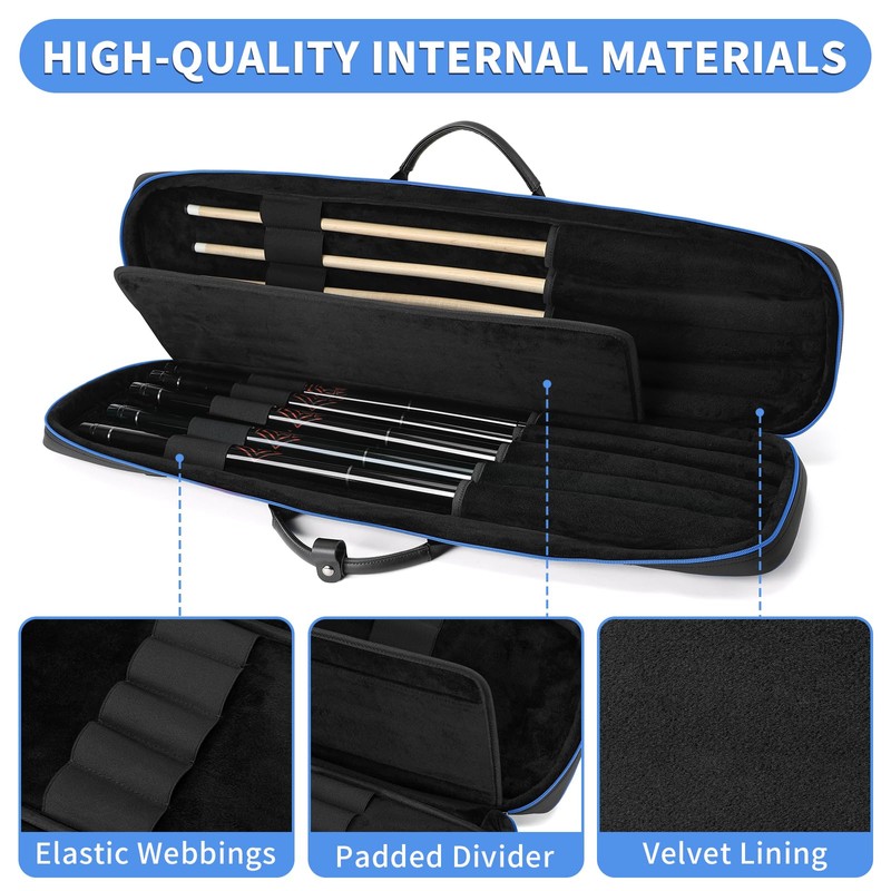 BOSSTIN Pool Cue Case, 5x5 Pool Stick Billiard Cue Accessories