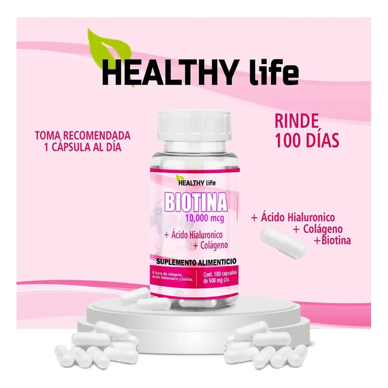 Biotina Healthy Life 100caps Para Hombres Y Mujeres