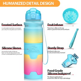 Zounich Drinking Bottle, 1 Litre, BPA-Free, Leak-Proof, 500 ml, Plastic Sports Drinking Bottles for Children, School, Drinking Bottles, Filter Litre, Suitable for Carbonated Drinks, 500 ml,