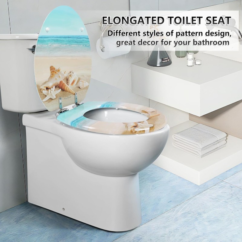 Angol Shiold Elongated Toilet Seat Molded Wood Toilet Seat with