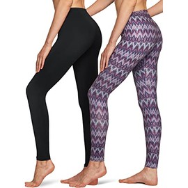 TSLA Women's Thermal Long Johns Underwear Pants, Fleece Lined Leggings, Winter Compression Tights, Heat Core 2p Black/Ethnic Purple, Small